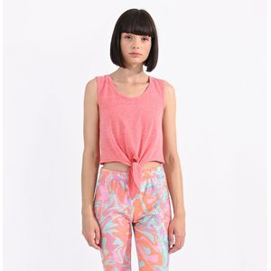 Cropped tank top met strik LILI SIDONIO. Katoen materiaal. Maten XL. Oranje kleur