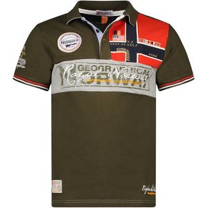 Rechte polo in piquétricot Kidney GEOGRAPHICAL NORWAY. Katoen materiaal. Maten 3XL. Groen kleur