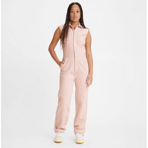 Lange jumpsuit, hemdskraag, zonder mouwen LEVI’S WELLTHREAD. Katoen materiaal. Maten S. Roze kleur