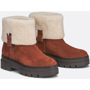 TOMMY HILFIGER - Gevoerde Bottines - Kastanje Kleur - Leer