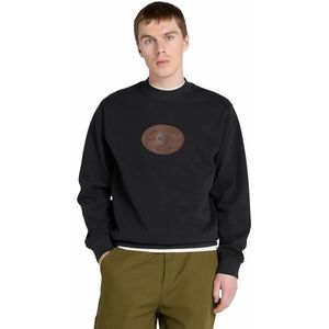 Sweater met ronde hals en leren logo TIMBERLAND. Katoen materiaal. Maten L. Zwart kleur