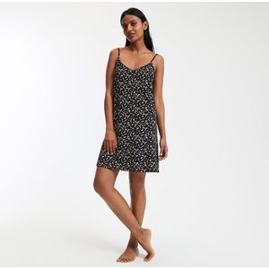 LA REDOUTE COLLECTIONS - Nachtjapon - Zwart - Bloemenprint - Katoen