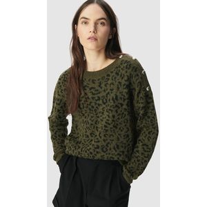 IKKS - Damestrui - Donker Kaki - Luipaardprint - Ronde Hals