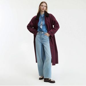 LA REDOUTE COLLECTIONS - Lange Trenchcoat - Bordeaux Rood - Polyester - Tussenseizoen