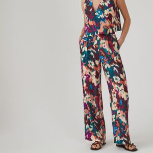 Rechte broek met bloemenprint LA REDOUTE COLLECTIONS. Viscose materiaal. Maten 36 FR - 34 EU. Kastanje kleur