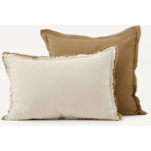 AM.PM. Kussensloop - Brons/Naturel - 100% Gewassen Linnen