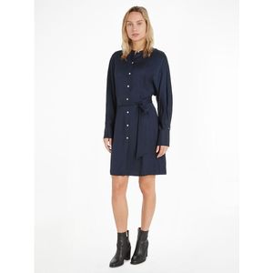 Korte hemdjurk met lange mouwen TOMMY HILFIGER. Viscose materiaal. Maten 40 FR - 38 EU. Blauw kleur