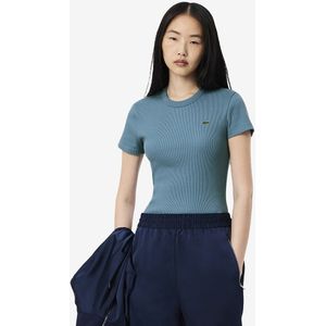 LACOSTE - T-shirt - Blauw - Katoen - Korte Mouwen - Ronde Hals