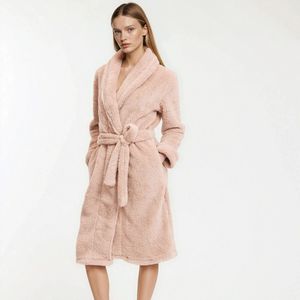 LA REDOUTE COLLECTIONS - Kamerjas - Middelgrijs - Fleece Tricot - Sjaalkraag, Lange Mouwen