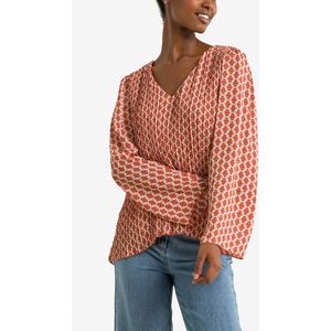 Bedrukte blouse met V-hals VERO MODA. Polyester materiaal. Maten XS. Rood kleur