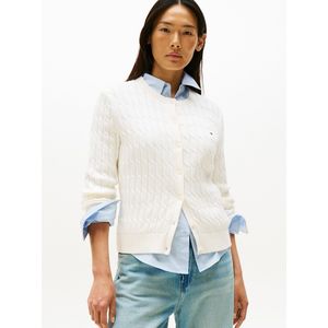 Ivory - Vest - Silk - Knoopsluiting - Kabelpatroon - Lange Mouwen