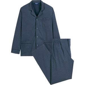 EMINENCE - Lange Open Pyjama - Marine - Katoen - Stippenprint