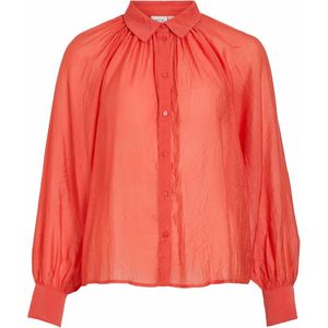 VILA - Soepele Blouse - Kastanje Kleur - Lange Mouwen - Modal Materiaal