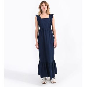 Lange jurk met volants MOLLY BRACKEN. Katoen materiaal. Maten S. Blauw kleur