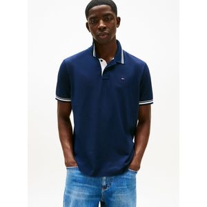 Tommy Jeans - Shirt - Navy / Wit - Polokraag - Kwartmouw