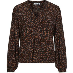 VILA - Jasje - Camel/Zwart - Viscose - Grafische Print - Lange Mouwen