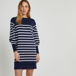 LA REDOUTE COLLECTIONS - Korte Jurk - Gestreept - Ivoor/Marine - Viscose
