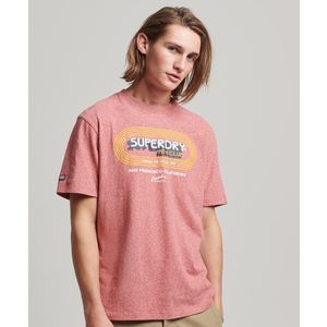 Bedrukt T-shirt met korte mouwen en ronde hals SUPERDRY. Katoen materiaal. Maten L. Rood kleur