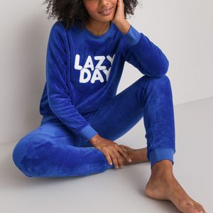Pyjama in fleece tricot LA REDOUTE COLLECTIONS. Katoen materiaal. Maten 42/44 FR - 40/42 EU. Blauw kleur