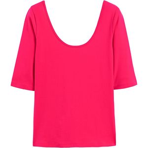 T-shirt met wijde hals LA REDOUTE COLLECTIONS. Katoen materiaal. Maten XL. Roze kleur