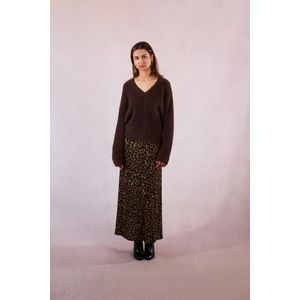 MOLLY BRACKEN - Trui - Kastanje - V-hals met Kanten Rand - Lange Mouwen