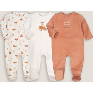 Set van 3 pyjama's in fluweel LA REDOUTE COLLECTIONS. Katoen materiaal. Maten 3 jaar - 94 cm. Oranje kleur