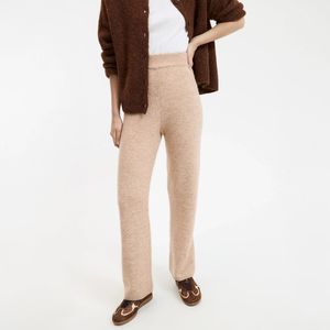 LA REDOUTE COLLECTIONS - Gebreide Broek - Mêleebeige - Hoge Taille - Wijde Pijpen
