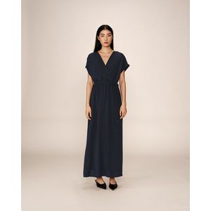 Grace & Mila - Papillon - Maxi-jurk - Blauw - Vloeiende Stof - Strikceintuur