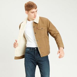 Vest in stof met sherpa voering LEVI'S. Katoen materiaal. Maten XXL. Kastanje kleur