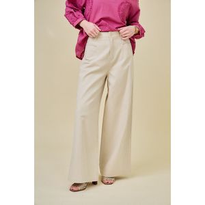 SEE U SOON - Wijde Broek - Beige - Katoen