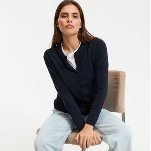 LA REDOUTE COLLECTIONS - Vest - Marineblauw - Fijn Tricot - Knoopsluiting - Ronde Hals