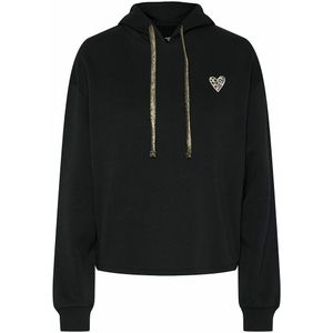 PIECES - Hoodie - Zwart - Katoen - Motief Vooraan