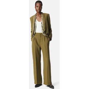 IKKS - Wijde Broek - Kaki - Crêpe met Satijn - Damesbroek