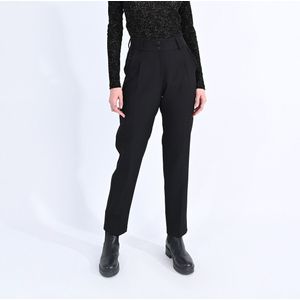 Rechte broek met hoge taille, fronsjes aan de zakken MOLLY BRACKEN. Polyester materiaal. Maten XS. Zwart kleur