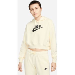 Crop Hoodie Sportswear Club Fleece NIKE. Katoen materiaal. Maten XL. Beige kleur