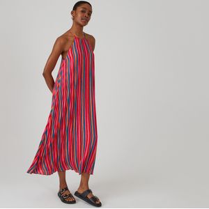 Lange plissé jurk, met spaghettibandjes LA REDOUTE COLLECTIONS. Polyester materiaal. Maten 36 FR - 34 EU. Multicolor kleur