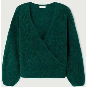 Overslagtrui met lange mouwen, NUNY AMERICAN VINTAGE. Alpaca materiaal. Maten XS/S. Groen kleur