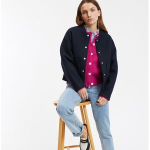 LA REDOUTE COLLECTIONS - Kort Jasje - Marineblauw - Wol - Drukknopen