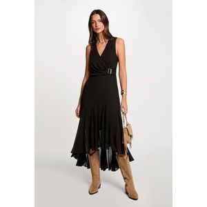 MORGAN - Jurk - Zwart - Polyester - Wijd Uitlopend
