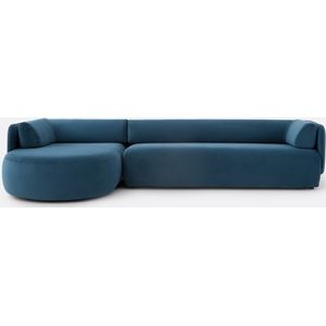 Hoekbank links, fluweel, Méridiano LA REDOUTE INTERIEURS. Fluweel materiaal. Maten linkerhoek. Blauw kleur