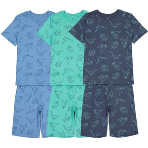 Set van 3 pyjashorts met dinosaurussenprint LA REDOUTE COLLECTIONS. Katoen materiaal. Maten 10 jaar - 138 cm. Blauw kleur