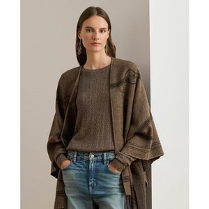 Poncho met patroon en franjes LAUREN RALPH LAUREN. Acryl materiaal. Maten één maat. Kastanje kleur