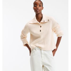 LA REDOUTE COLLECTIONS - Gebreide Trui - Ivoor - Katoen - Opstaande Kraag