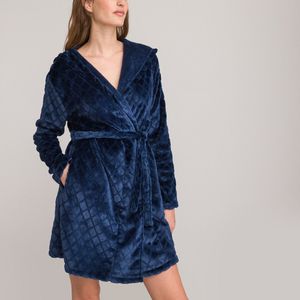 Kamerjas met kap, in fleece tricot LA REDOUTE COLLECTIONS. Fleece tricot materiaal. Maten 50/52 FR - 48/50 EU. Blauw kleur