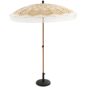 Bedrukte parasol met franjes, Tahyra LA REDOUTE INTERIEURS. Polyester materiaal. Maten één maat. Beige kleur