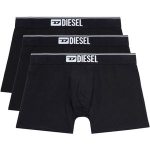 Set van 3 lange, effen boxershorts DIESEL. Katoen materiaal. Maten S. Zwart kleur