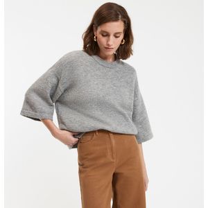 Trui met ronde hals in grof tricot LA REDOUTE COLLECTIONS. Polyester materiaal. Maten M. Grijs kleur
