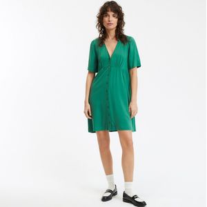 LA REDOUTE COLLECTIONS - Korte Uitlopende Jurk - Groen - V-hals - Viscose