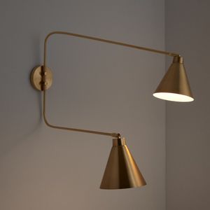 Dubbele scharnierende wandlamp in ijzer, Hiba LA REDOUTE INTERIEURS. Metaal materiaal. Maten één maat. Geel kleur