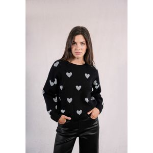 MOLLY BRACKEN - Trui - Zwart - Hartjesmotief - Acryl